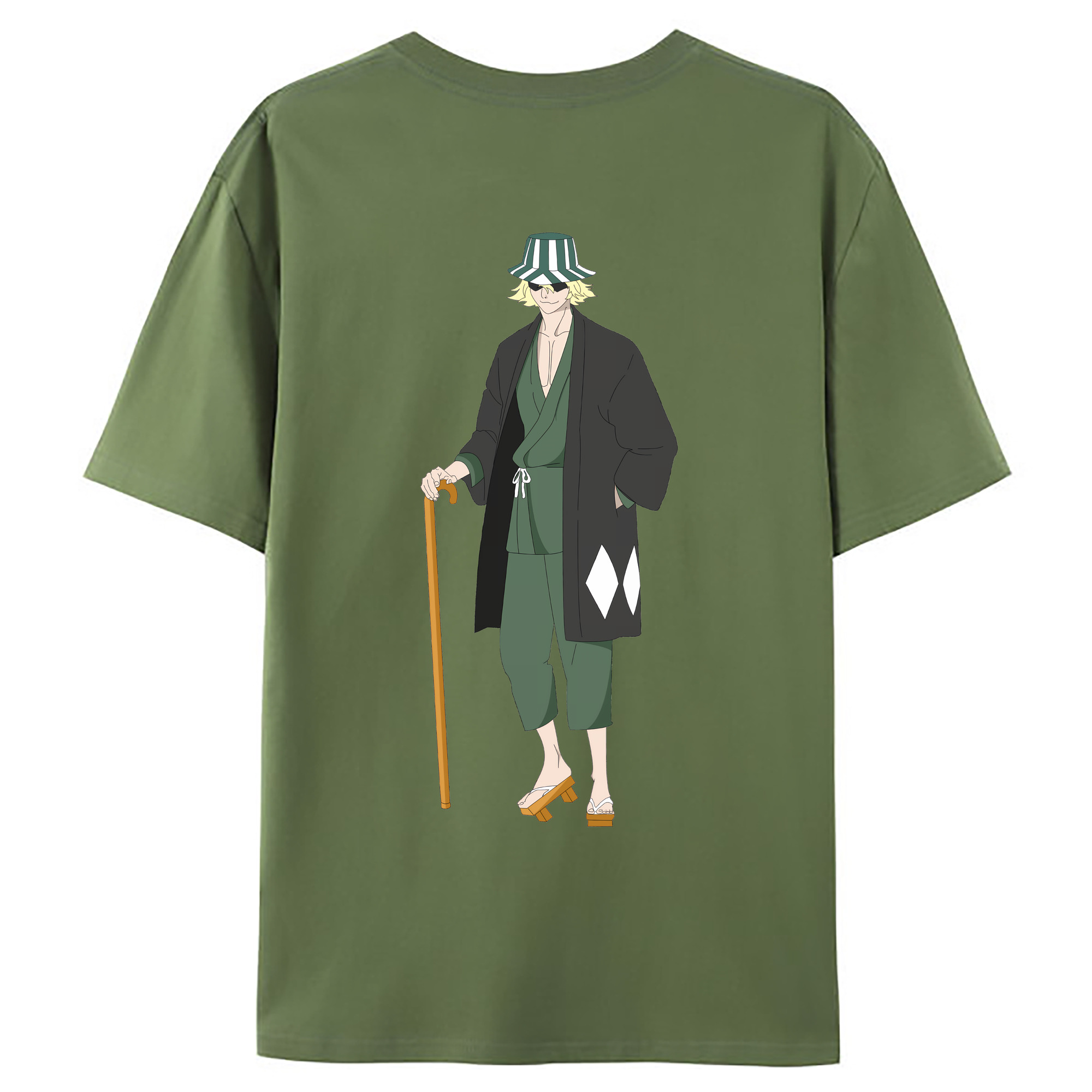 （画像用） "ブリーチ 浦原 喜助（うらはら きすけ） BLEACH Urahara Kisuke " 綿100％ メンズ半袖Tシャツ（バックプリント） 通気性